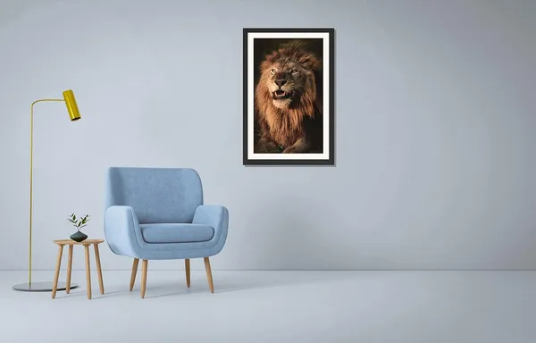 Golden_Lion_Roaring_Portrait_Wall_Art_|_Powerful_Wildlife_Photo_Frame_Without_Glass