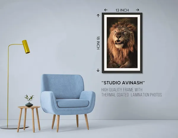 Golden_Lion_Roaring_Portrait_Wall_Art_|_Powerful_Wildlife_Photo_Frame_Without_Glass