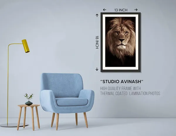 White_Maned_Lion_Portrait_Wall_Art_|_Majestic_Wildlife_Photo_Frame_Without_Glass