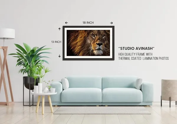 Majestic_Lion_Face_Close-Up_Portrait_Wall_Art_|_Wildlife_Photo_Frame_Without_Glass_for_Home_&_Office_Décor