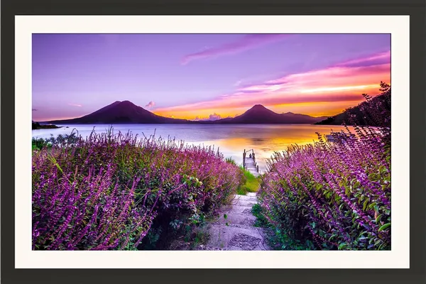 Wildflower_Path_Landscape_Wall_Art_Sunset_Mountains_Photo_Frame_Without_Glass