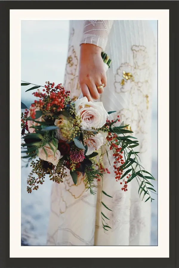A_Girl_Holding_A_Flower_Bouquet_Wall_Hanging_Framed_Photo_Without_Glass