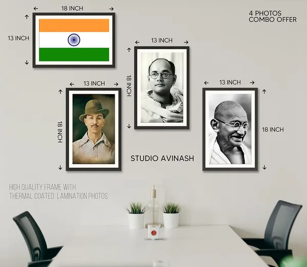 Indian_Flag,_Bhagat_Singh,_Mahatma_Gandhi,_Subhas_Chandra_Bose_|_Freedom_Fighters_Combo_Set_of_4_Without_Glass_|_Architects_of_Independence_Frame