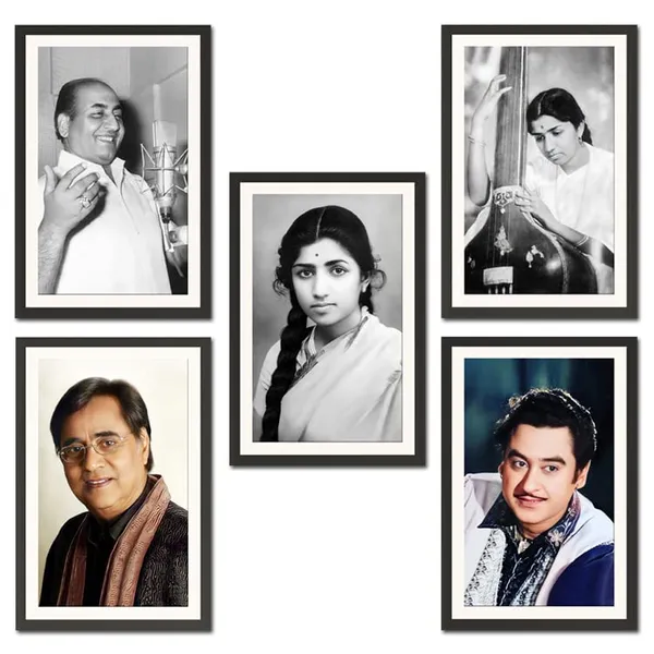 Lata,_Jagjit,_Rafi_&_Kishore_Combo_Set_Without_Glass_|_Four_Legends_of_Indian_Music_Industry