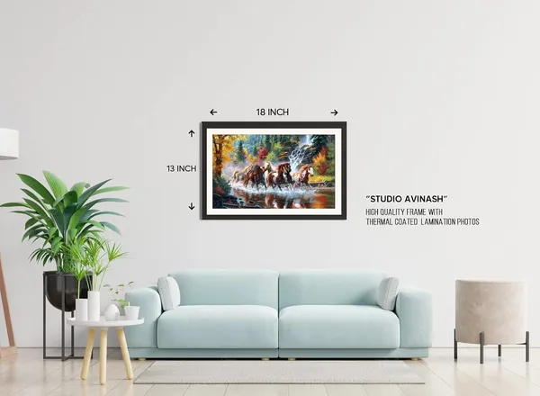 7_Horses_Painting_Waterfall_Vastu_Photo_Frame_Without_Glass