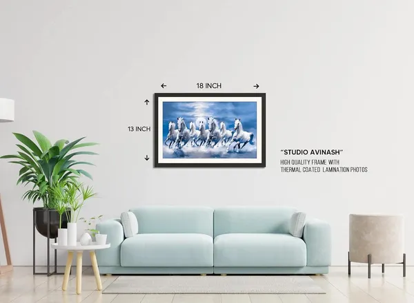 7_Horses_Painting_Blue_Sky_Photo_Frame_Without_Glass