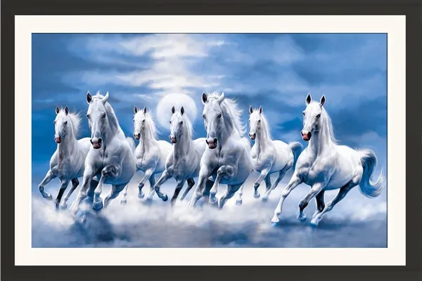 7_Horses_Painting_Blue_Sky_Photo_Frame_Without_Glass