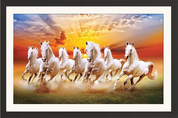 7_Horses_Painting_Dramatic_Sky_Photo_Frame_Without_Glass