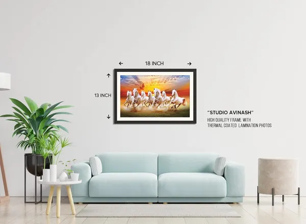 7_Horses_Painting_Dramatic_Sky_Photo_Frame_Without_Glass