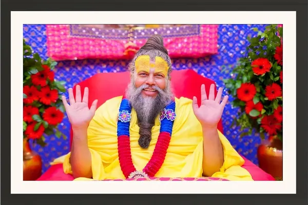 Premanand_Ji_Maharaj_Photo_Frame_Without_Glass_–_Grand_Darbar_Wall_Art_with_Red_Rose_Backdrop