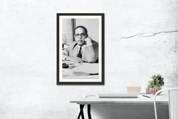 Bhim_Rao_Ambedkar_Photo_Black_and_White_Seated_Frame_Without_Glass