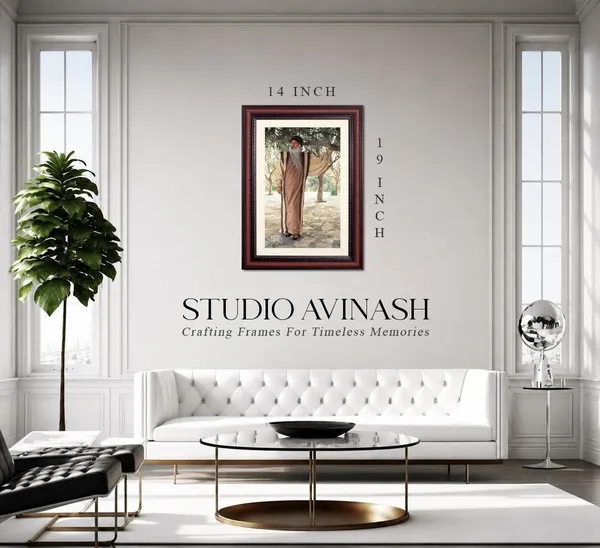 Acharya_Rajneesh_Osho_Beige_Robe_Standing_Photo_Frame_Without_Glass_|_A_Figure_Between_the_Trees