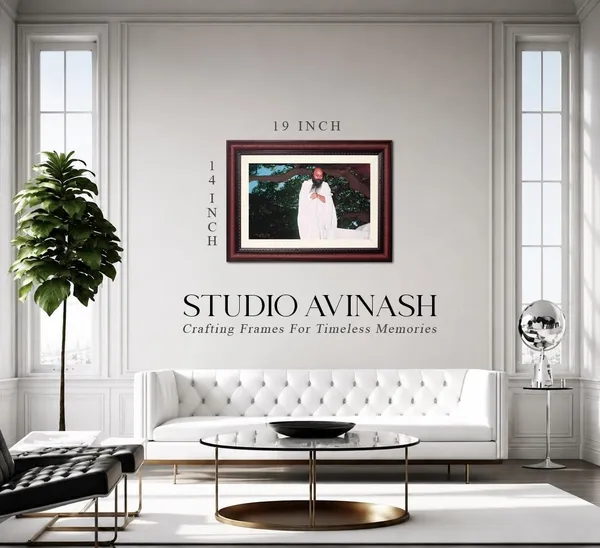 Osho_Rajneesh_Photo_Praying_Under_Trees_Frame_Without_Glass