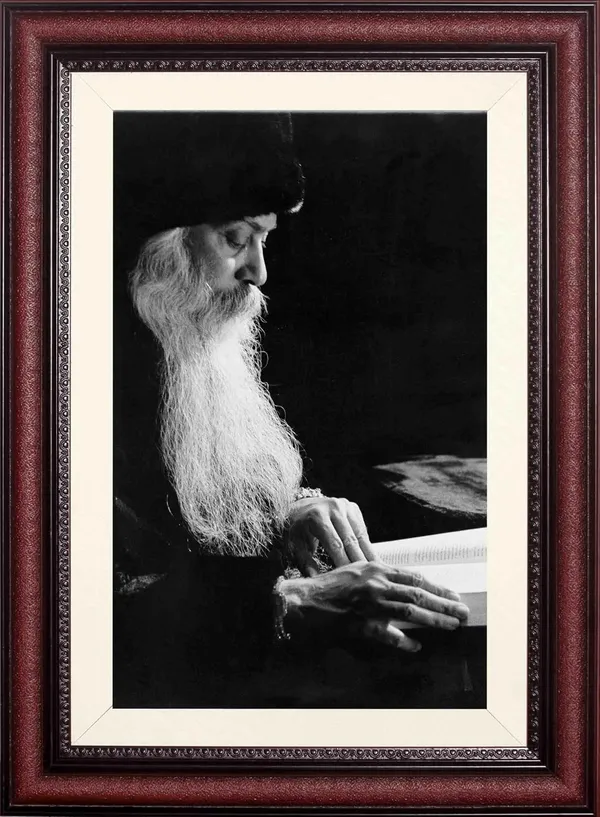 Between_the_Lines_He_Wrote_|_Acharya_Rajneesh_Osho_at_His_Desk_Frame_Without_Glass