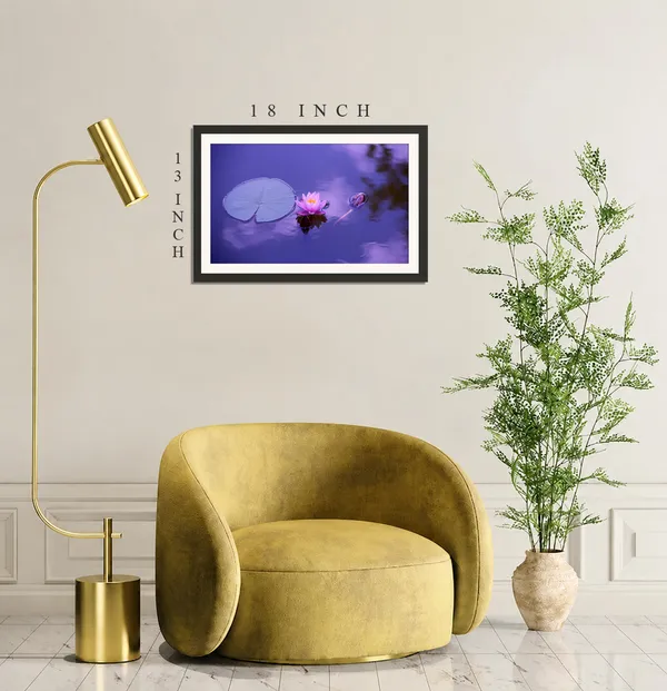 Tiny_Pink_Water_Lily_on_Violet_Pond_with_Lily_Pad_Photo_Frame_Without_Glass_–_Dreamy_Water_Lily_Flower_Art_for_Bedroom,_Study_&_Gifts