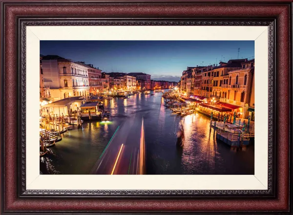 Venice_Night_Landscape_Wall_Art_Canal_Light_Trails_Photo_Frame_Without_Glass