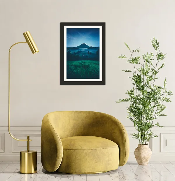 Volcano_Landscape_Wall_Art_Twilight_Rice_Field_Photo_Frame_Without_Glass