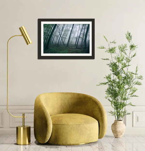 Misty_Forest_Landscape_Wall_Art_Green_Trees_Photo_Frame_Without_Glass