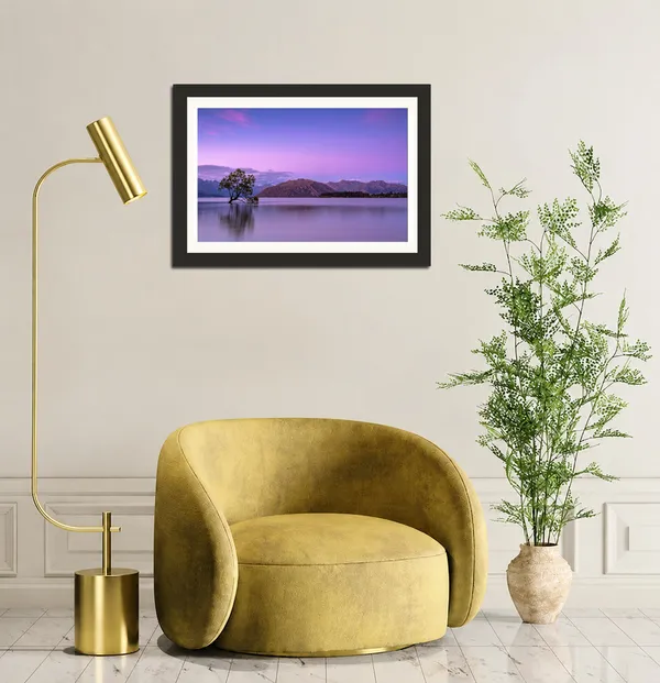 Purple_Twilight_Landscape_Wall_Art_Lone_Tree_Mountains_Photo_Frame_Without_Glass
