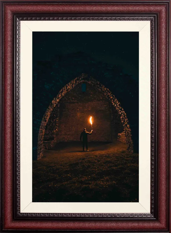 Stone_Archway_Landscape_Wall_Art_Torch_Light_Photo_Frame_Without_Glass