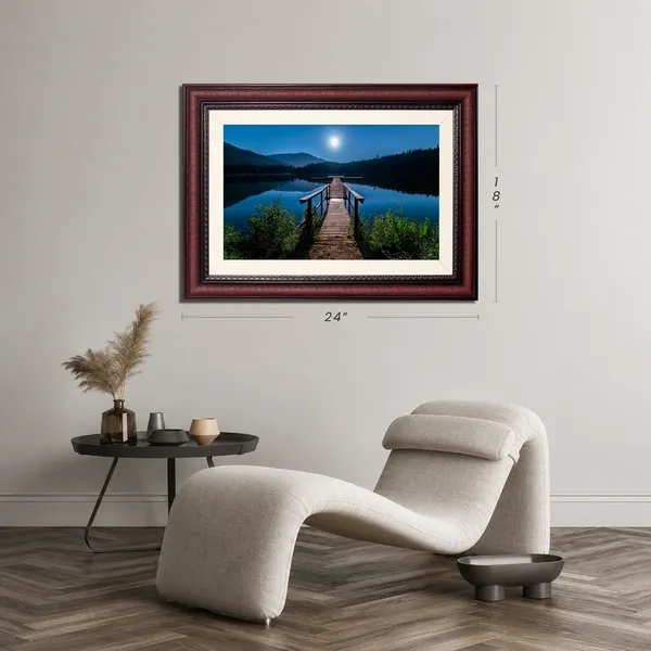 Moonlit_Lake_Landscape_Wall_Art_Wooden_Dock_Photo_Frame_Without_Glass