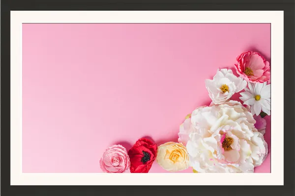 Red_White_&_Cream_Roses_on_Soft_Pink_Background_Photo_Frame_Without_Glass_–_Pink_Floral_Flat_Lay_with_Copy_Space_Wall_Art_for_Bedroom,_Salon_&_Boutique