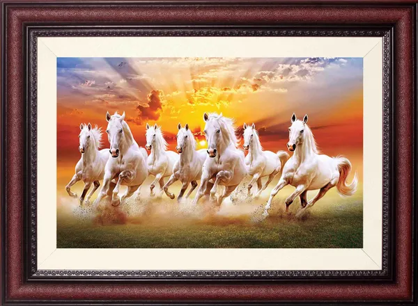 7_Horses_Painting_Dramatic_Sky_Photo_Frame_Without_Glass