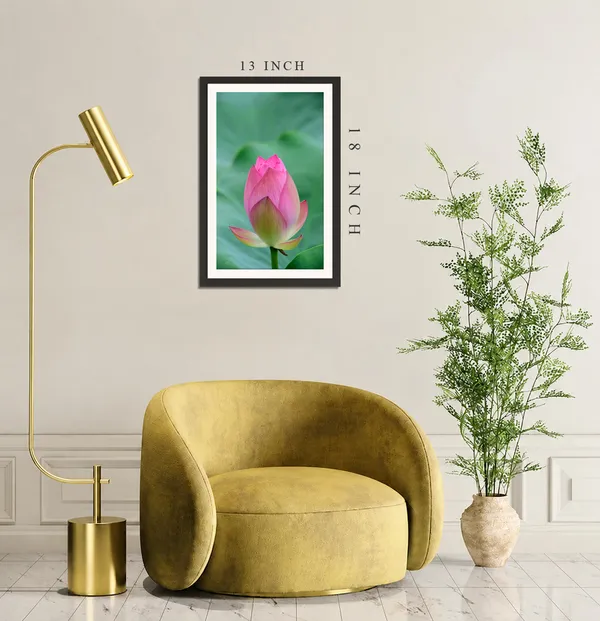 Pink_Lotus_Bud_on_Tall_Stem_with_Soft_Green_Background_Photo_Frame_Without_Glass_–_Unopened_Lotus_Flower_Wall_Art_for_Bedroom,_Pooja_Room_&_Living_Room