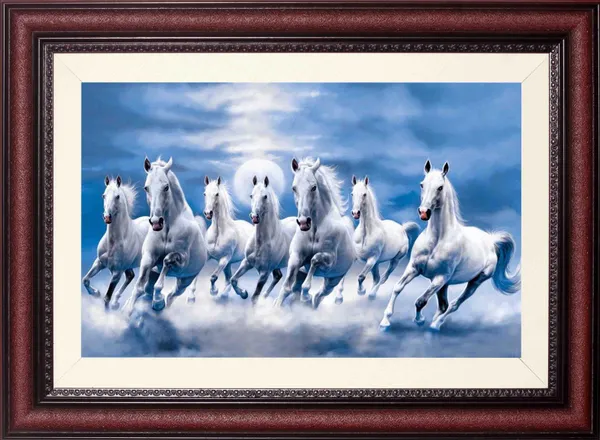 7_Horses_Painting_Blue_Sky_Photo_Frame_Without_Glass