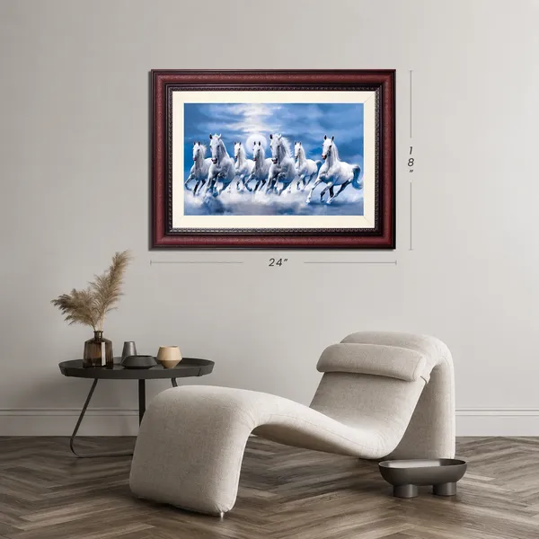 7_Horses_Painting_Blue_Sky_Photo_Frame_Without_Glass