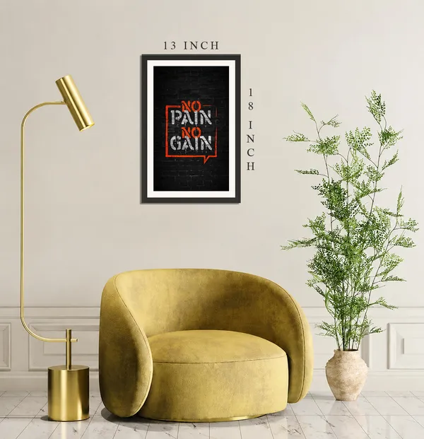No_Pain_No_Gain_Gym_Motivational_Quotes_Frame_Without_Glass