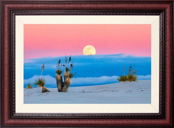 Desert_Moonrise_Landscape_Wall_Art_Pink_Sky_Photo_Frame_Without_Glass