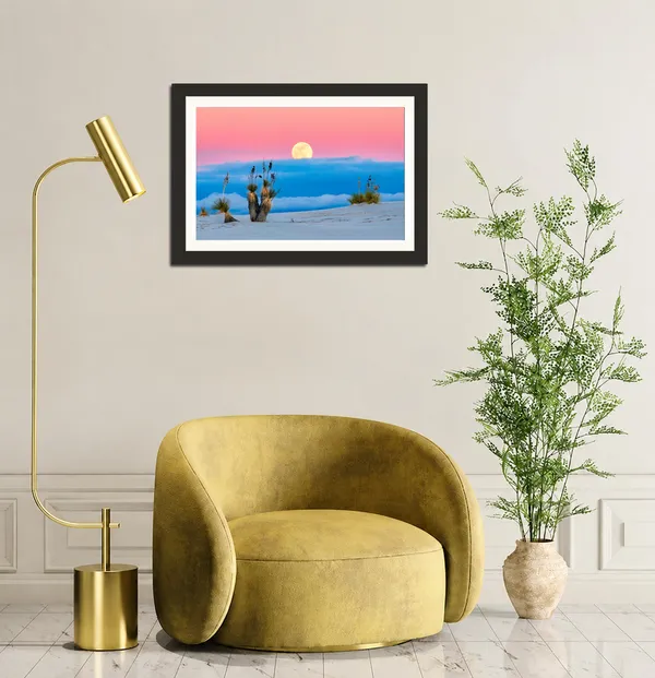 Desert_Moonrise_Landscape_Wall_Art_Pink_Sky_Photo_Frame_Without_Glass