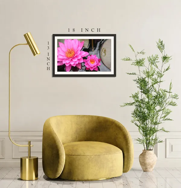 Two_Hot_Pink_Water_Lilies_Flower_Photo_Frame_Without_Glass_–_Vibrant_Pink_Nymphaea_Wall_Art_for_Drawing_Room,_Bedroom_&_Gifts