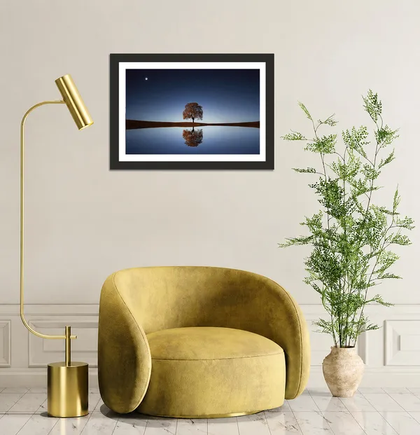 Starry_Night_Landscape_Wall_Art_Lone_Tree_Reflection_Photo_Frame_Without_Glass
