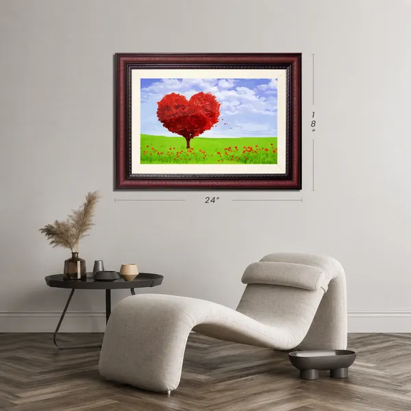 Landscape_Wall_Art_Heart-Shaped_Tree_Poppy_Field_Painting_Photo_Frame_Without_Glass