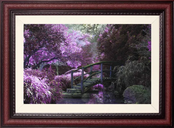 Purple_Blossom_Landscape_Wall_Art_Garden_Bridge_Photo_Frame_Without_Glass