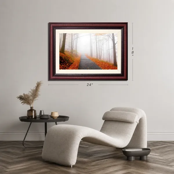 Autumn_Wall_Art_Foggy_Road_Fallen_Leaves_Landscape_Photo_Frame_Without_Glass