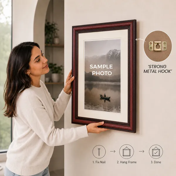 Misty_Lake_Boats_Landscape_Photo_Frame_Without_Glass_|_Moody_Blue_Water_Wall_Art