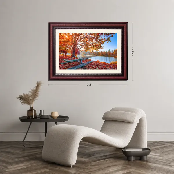 Autumn_Wall_Art_Lakeside_Bench_Landscape_Photo_Frame_Without_Glass