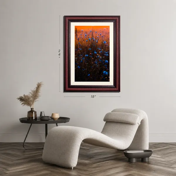 Cornflower_Field_Landscape_Wall_Art_Sunset_Photo_Frame_Without_Glass