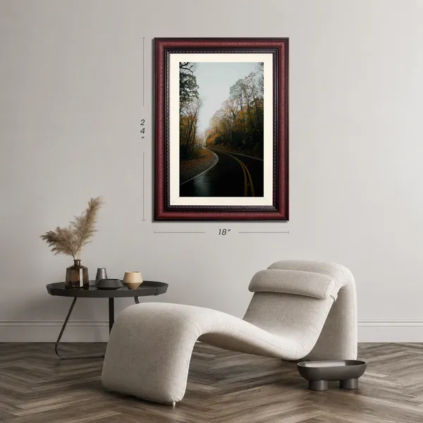 Landscape_Wall_Art_Woman_Red_Umbrella_Foggy_Road_Photo_Frame_Without_Glass