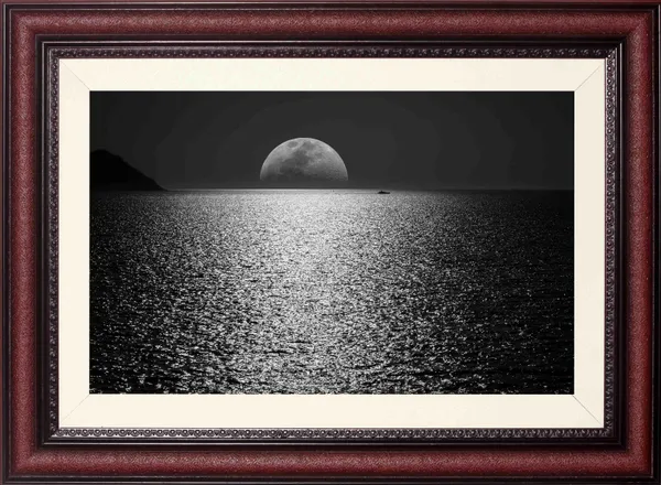 Full_Moon_Landscape_Wall_Art_Ocean_Horizon_Photo_Frame_Without_Glass