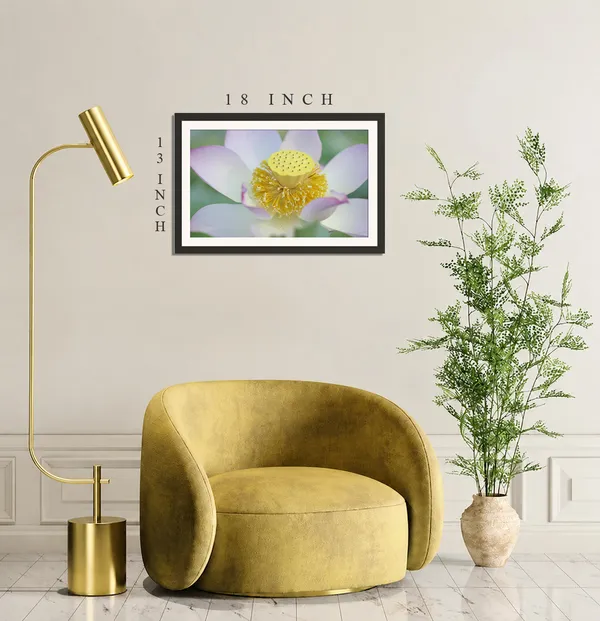 Lotus_Flower_Macro_with_Yellow_Seed_Pod_and_Golden_Stamens_Photo_Frame_Without_Glass_–_Pale_White_Pink_Lotus_Close-Up_for_Living_Room,_Bedroom_&_Office