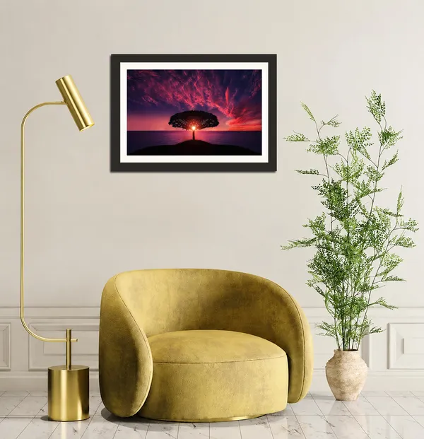 Crimson_Sunset_Landscape_Wall_Art_Silhouette_Tree_Ocean_Photo_Frame_Without_Glass