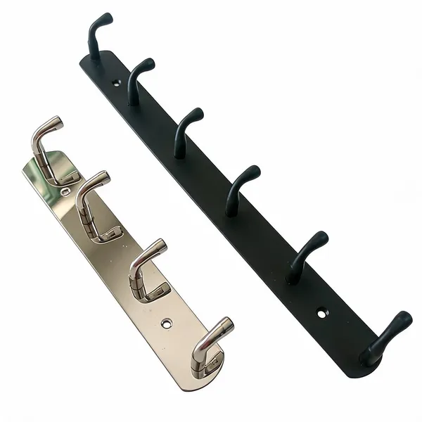 Stainless_Steel_Silver_Black_Multi-Hook_Coat_Rail_Wall_Hanger
