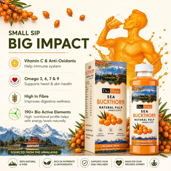 Draherbs_Himalayan_Sea_Buckthorn_Pulp_Juice_300ml_Lahaul_Spiti_Cold_Pressed_Vitamin_C_Omega_3_6_7_9_Immunity_Skin_Glow_Gut_Health_No_Added_Sugar_Antioxidant_Rich_Berry_Juice