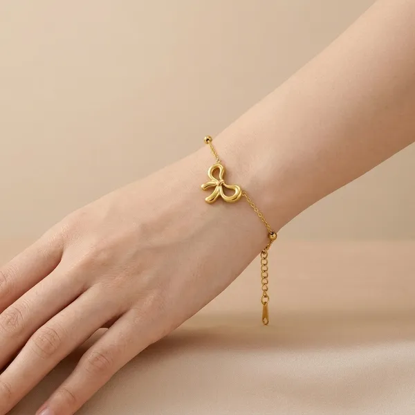 Golden_Titanium_Steel_Four_Leaf_Clover_Bracelet_For_Women