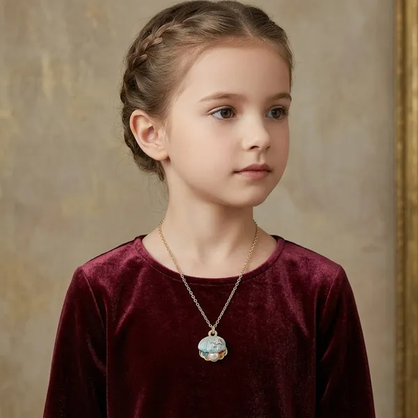 Blue_Alloy_Shell_Pearl_Tassel_Clavicle_Chain_Necklace_For_Kids