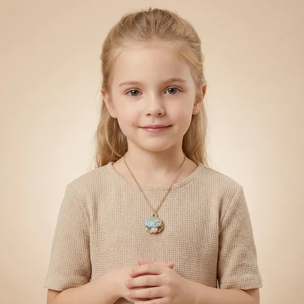 Blue_Alloy_Shell_Pearl_Tassel_Clavicle_Chain_Necklace_For_Kids